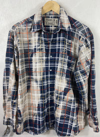 Vintage Navy Blue, Red and White Flannel Size Large
