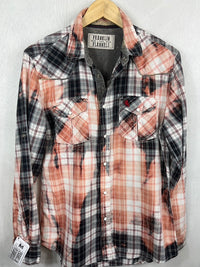 Vintage Western Style, Black, White and Peach Lightweight Cotton Size Medium