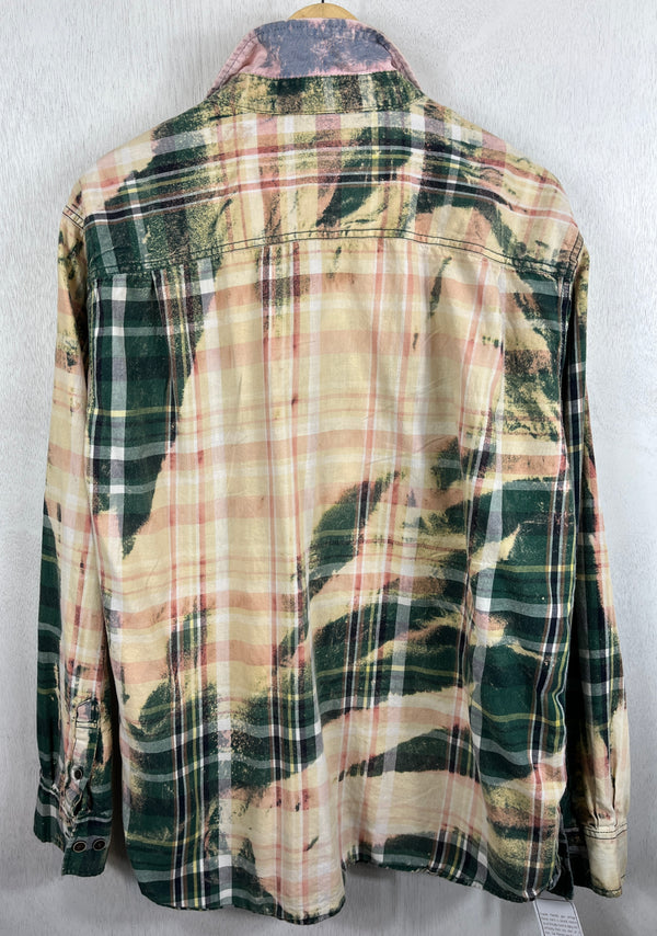 Vintage Green, Light Yellow and Pink Cotton Size Large