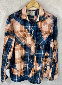 Vintage Western Style Navy Blue, Black and Rust Flannel Size Medium
