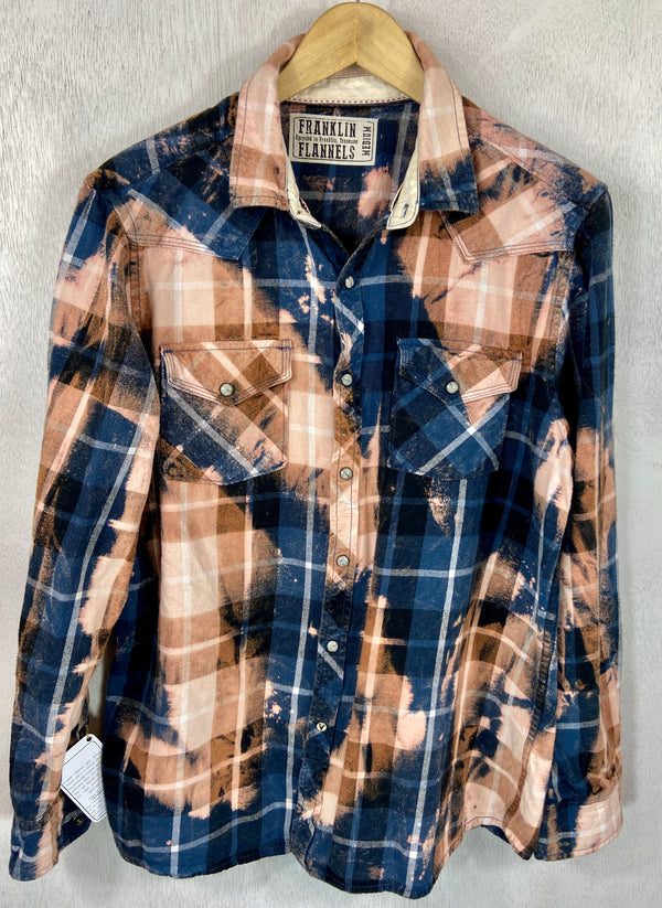 Vintage Western Style Navy Blue, Black and Rust Flannel Size Medium