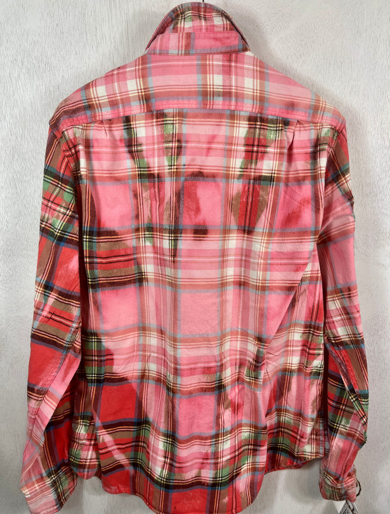 Vintage Pink, White and Red Flannel Size Medium