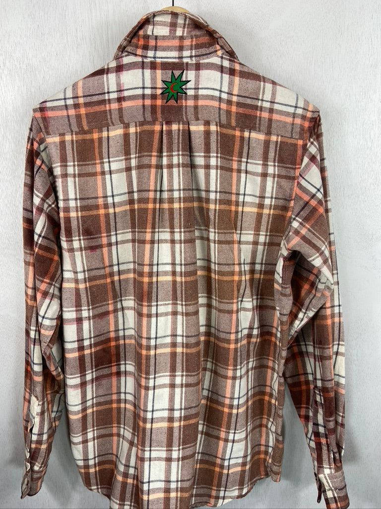 Vintage Brown, White and Orange Flannel Size Medium
