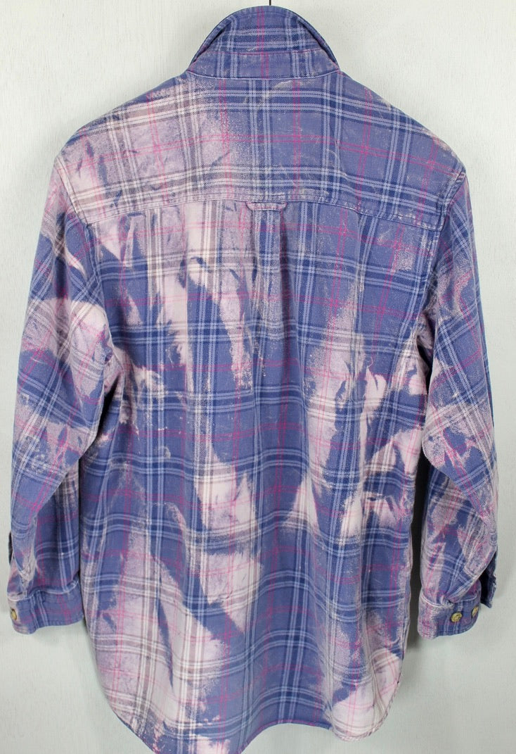 Vintage Periwinkle Blue and Lavender Flannel Size Medium