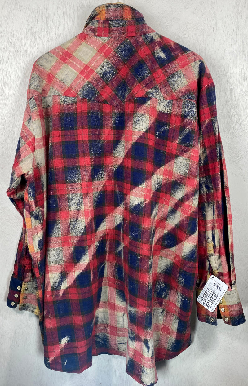 Vintage Western Style Red, Black and Taupe Flannel Size XXL