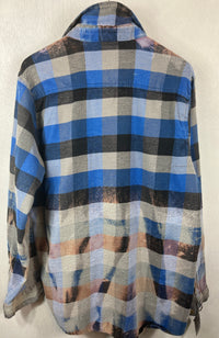 Vintage Royal Blue, Black and Grey Flannel Size XL