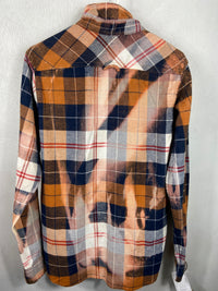 Vintage Navy Blue, Rust and White Flannel Size Small