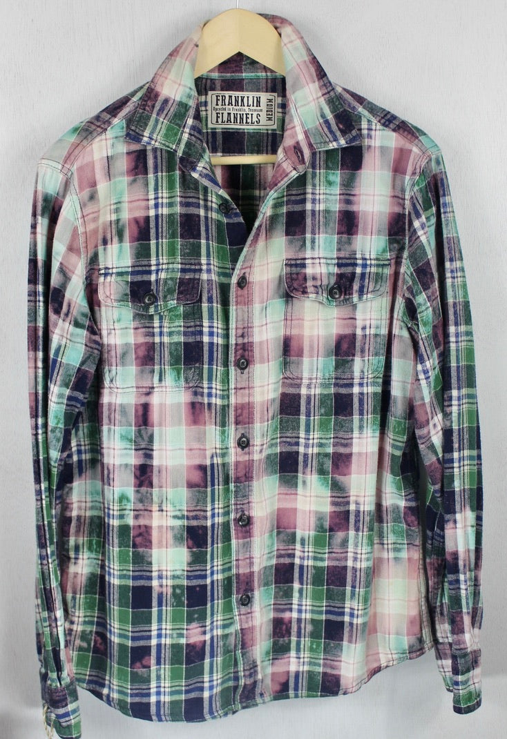 Vintage Mint Green, Lavender and Navy Flannel Size Medium