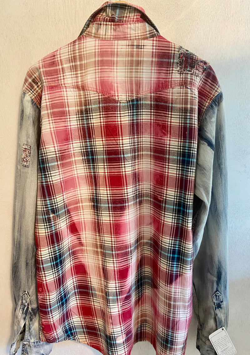 Vintage Western Style Red, White and Light Blue Flannel Size XL – Franklin  Flannels