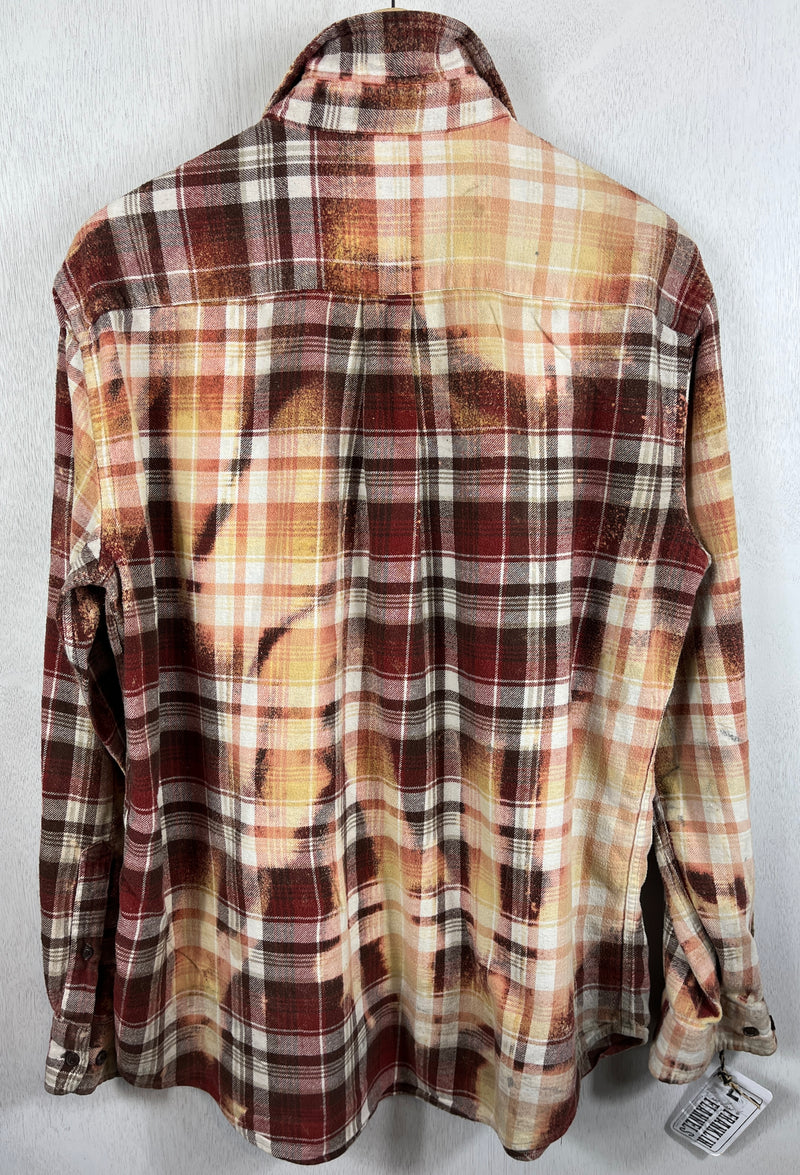 Vintage Brick Red, Gold and White Flannel Size Large