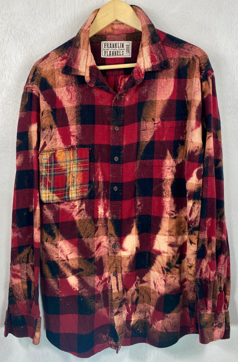 Vintage Red and Black Shirt with Patches Size Large
