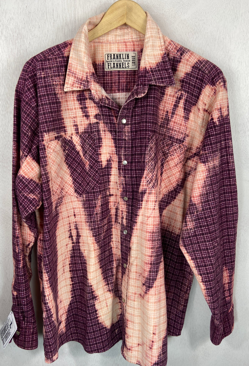 Vintage Western Style Deep Purple and Pink Flannel Size Large