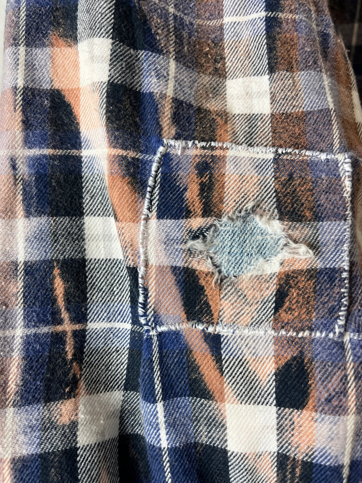 Vintage Navy Blue, Black, White and Rust Flannel Size Medium