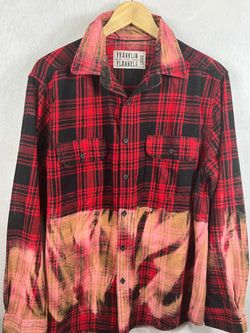Vintage Red, Black and Pink Ombré Flannel Size Large