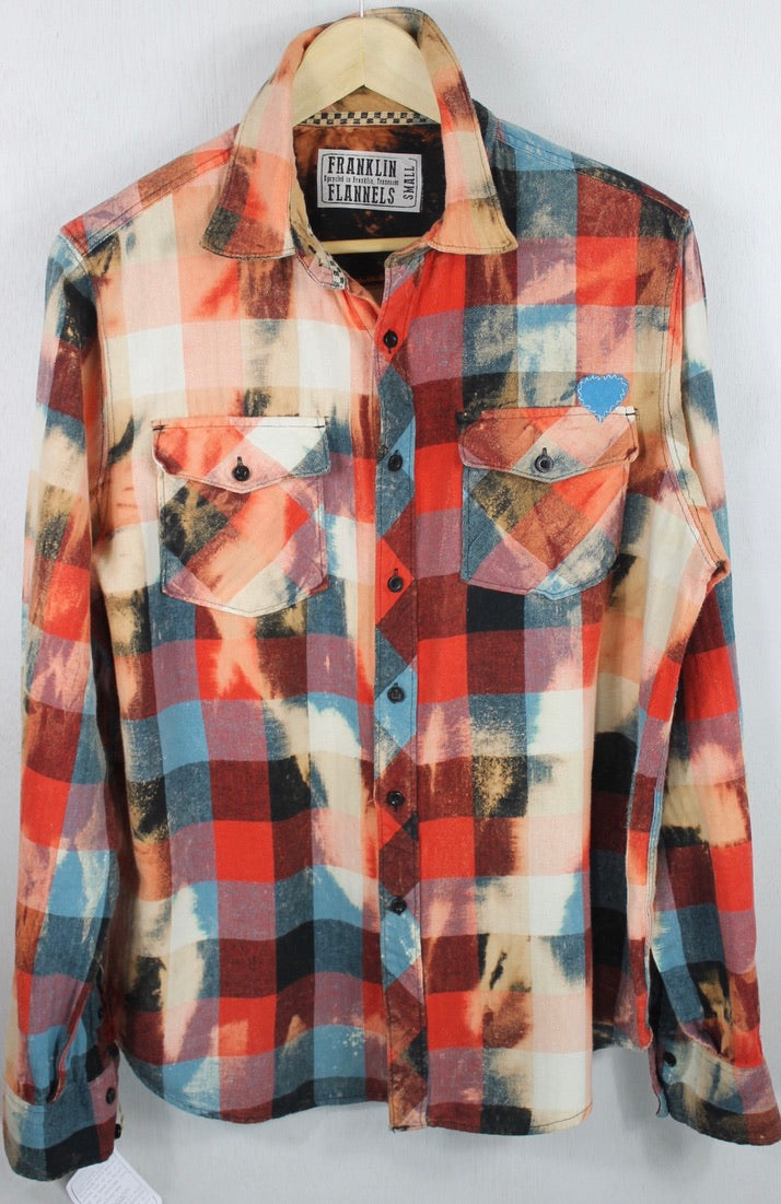 Vintage Turquoise, Orange and Cream Flannel Size Small