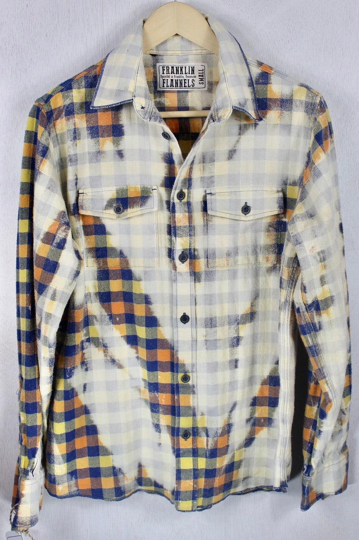 Vintage Blue, Orange and Yellow Flannel Size Small
