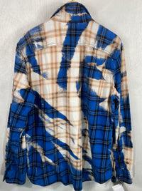 Vintage Royal Blue, Rust and Cream Flannel Size XL
