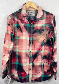 Vintage Pink, Turquoise, Navy and Purple Flannel Size Small