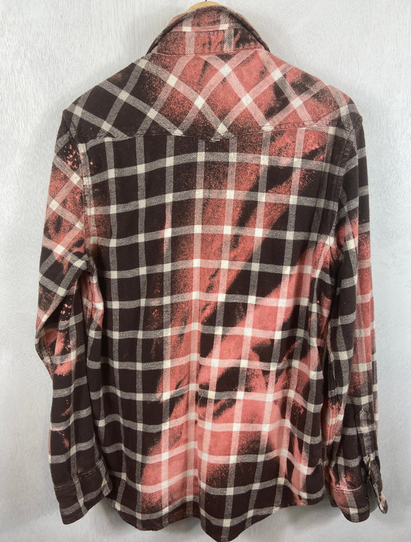 Vintage Western Style Rose, White and Chocolate Flannel Size Large