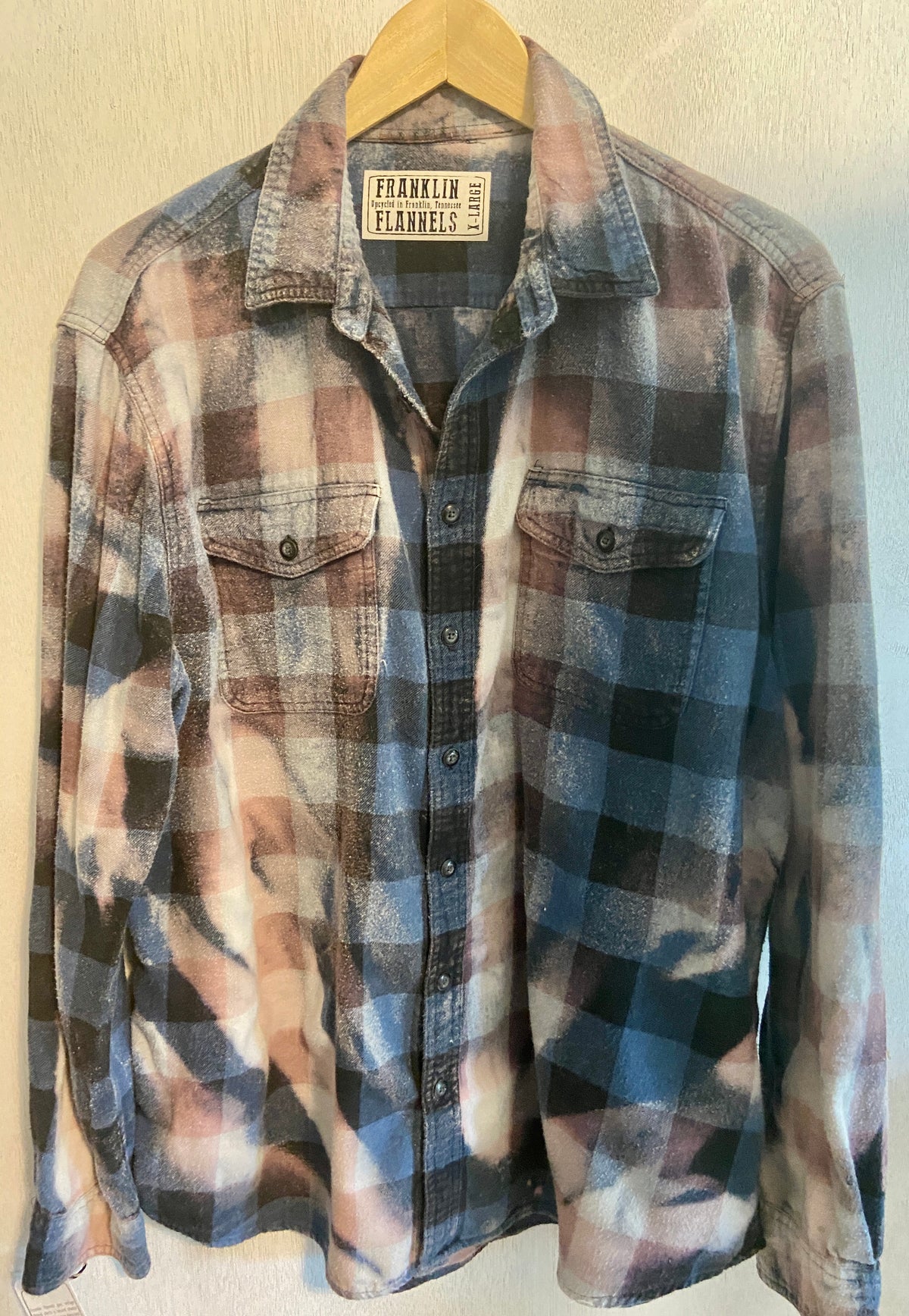 Vintage Navy Blue, Dusty Rose and Grey Flannel Size XL