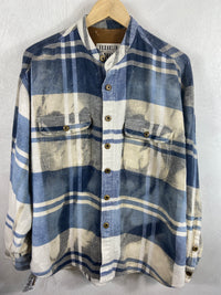 Vintage Navy, Light Blue and Cream Flannel Jacket Size Large