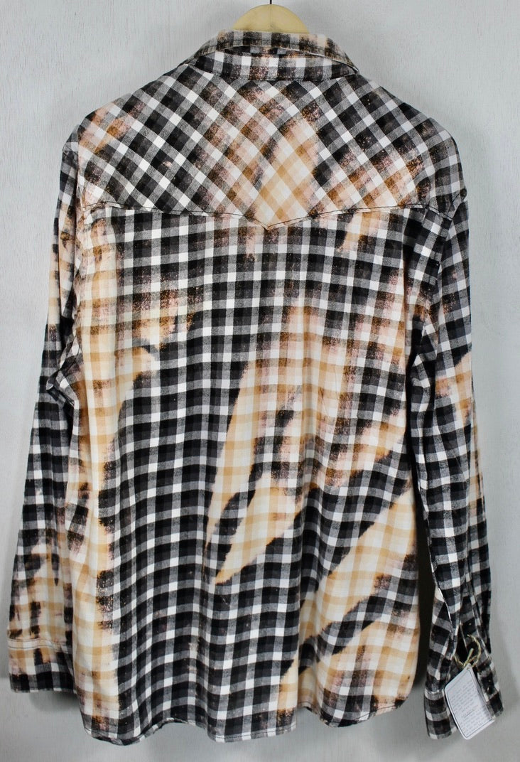 Vintage Western Style Black, White and Peach Flannel Size XL