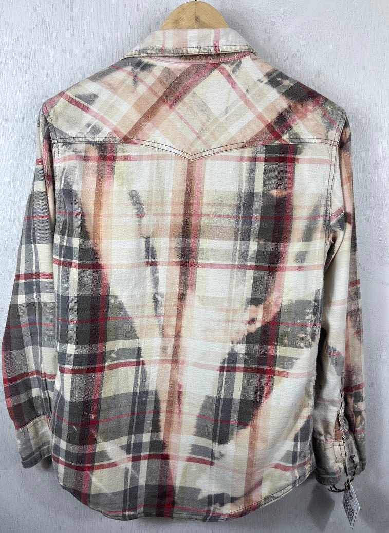 Vintage Red, Grey, White and Cream Flannel Size Small