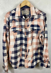 Vintage Navy Blue, Pink and White Flannel Size Medium