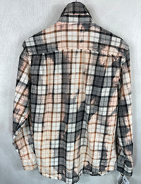 Vintage Grey, Pink and White Flannel Size Medium