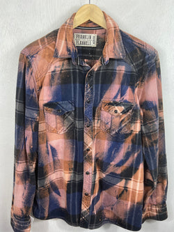 Vintage Western Style Navy, Lavender and Rust Flannel Size Medium
