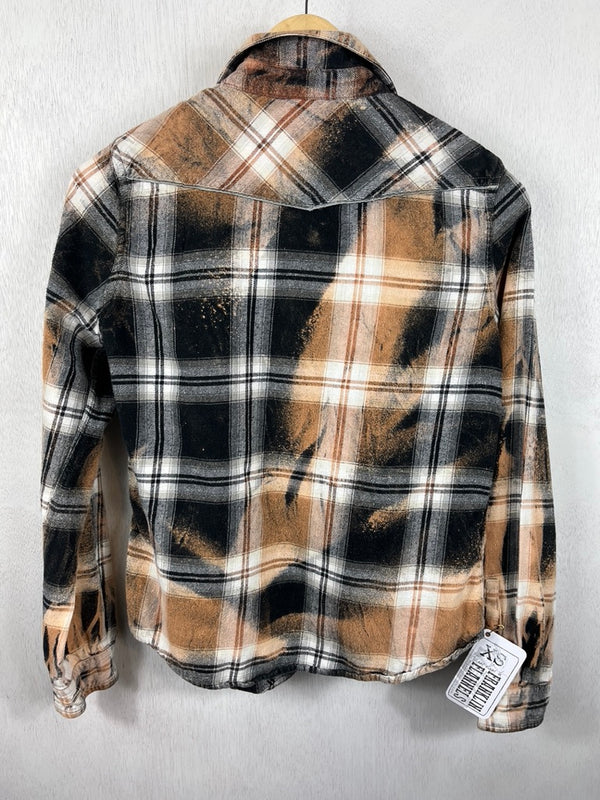 Vintage Western Style, Black, White and Gold Flannel Size XS