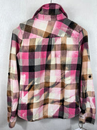 Vintage Pink, White, Black and Camel Flannel Size XS
