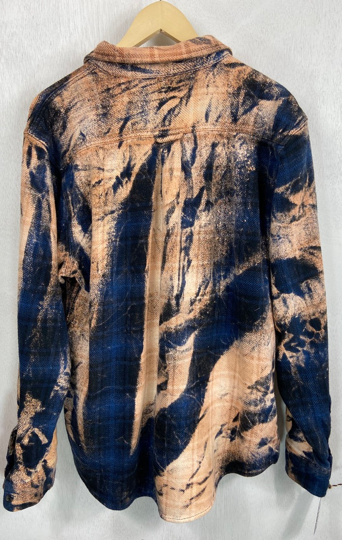 Vintage Navy Blue, Black and Rust Flannel Jacket Size Medium