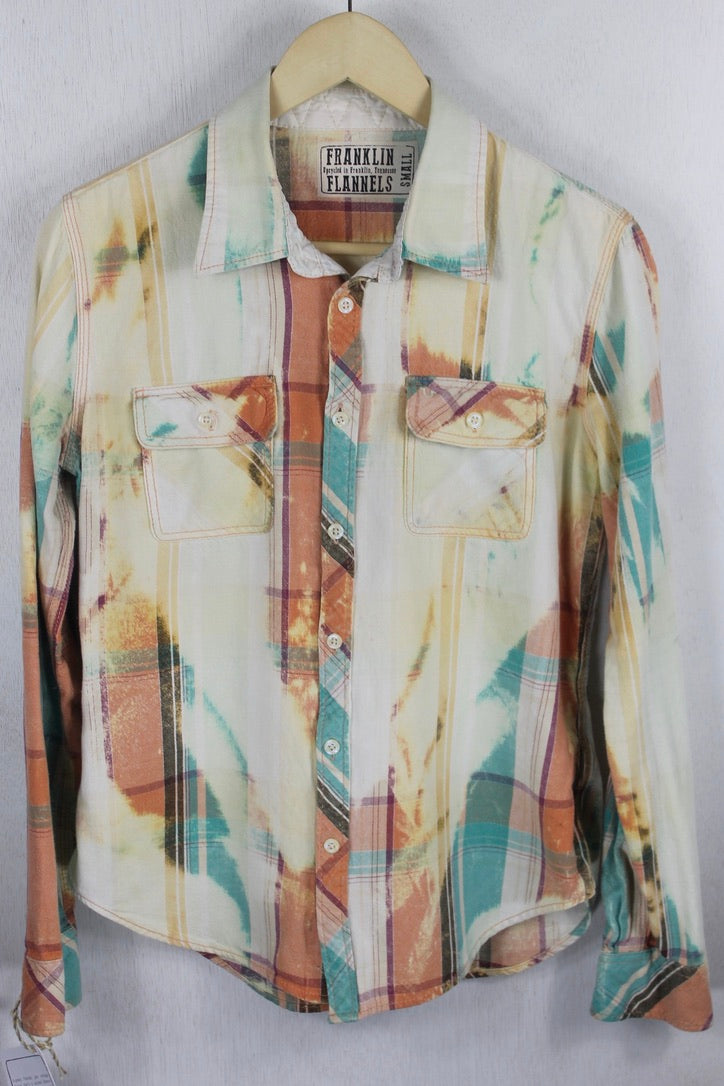 Vintage Peach and Turquoise Flannel Size Small