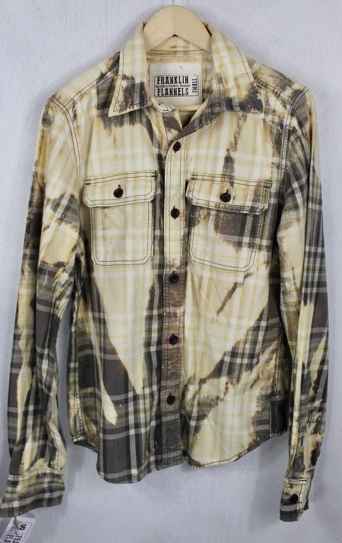 Vintage Taupe and Light Yellow Lightweight Flannel Size Small