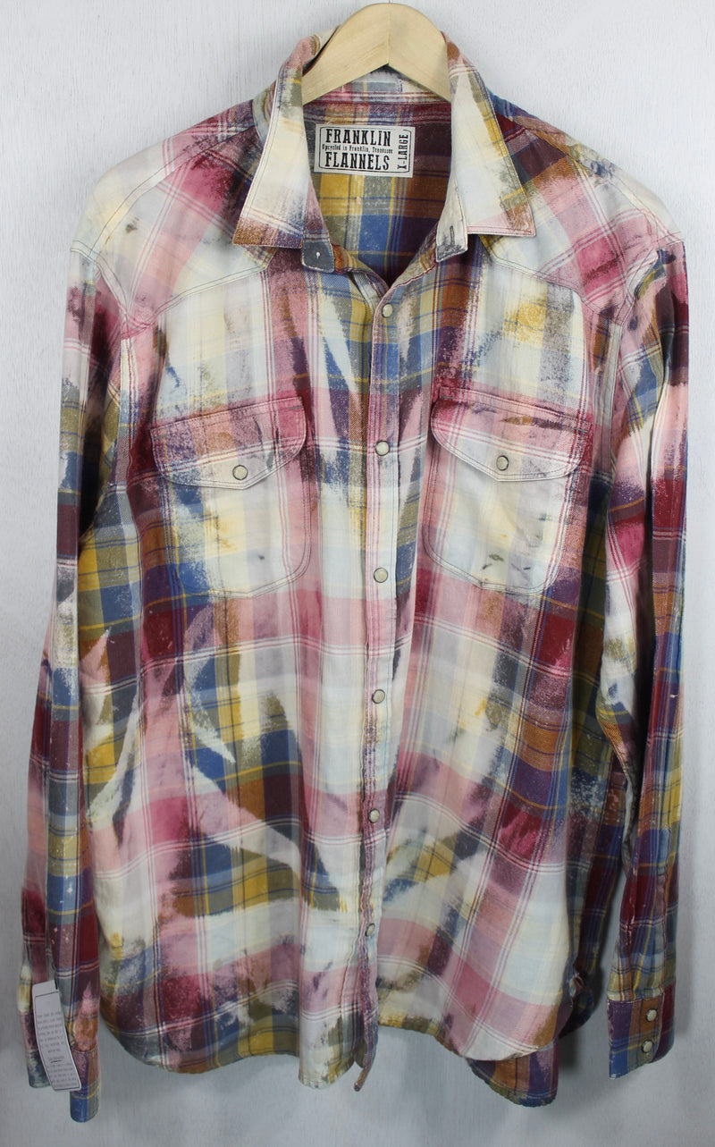 Vintage Western Style Pink, Blue and Cream Flannel Size XL