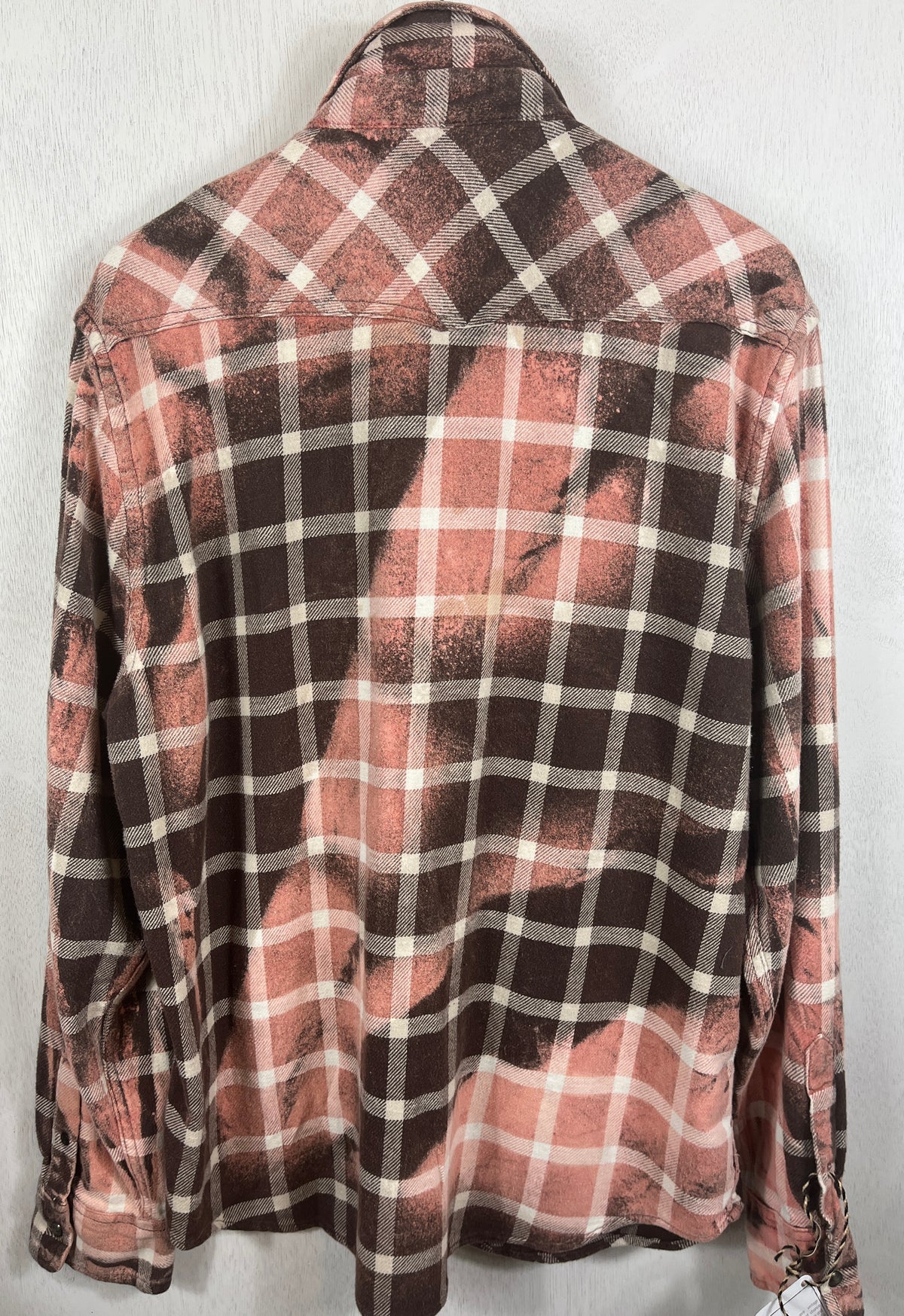 Vintage Western Style Cocoa, White and Pink Flannel Size XL