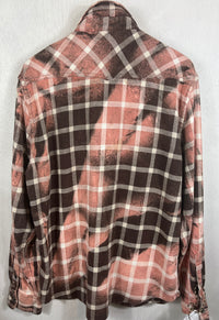 Vintage Western Style Cocoa, White and Pink Flannel Size XL