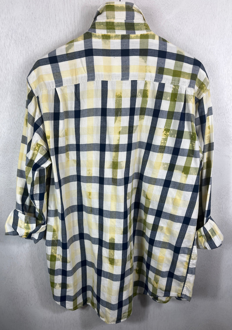 Vintage Navy Blue, Yellow and White Lightweight Cotton Size XL