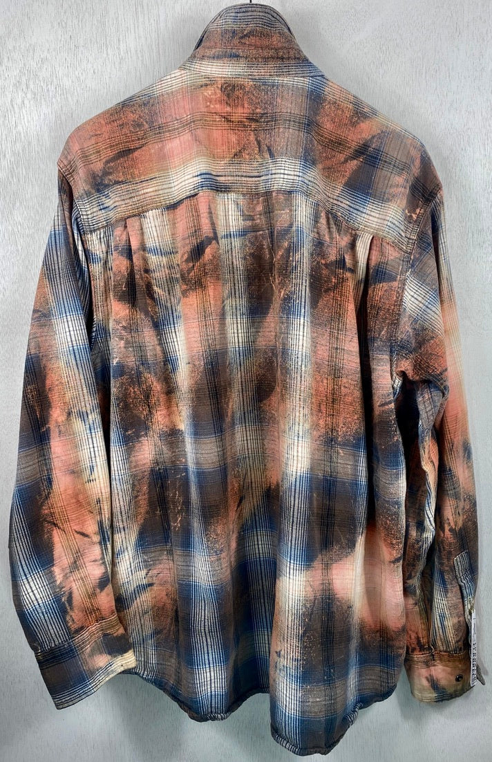 Vintage Grey, Blue and Dusty Rose Flannel Size XL