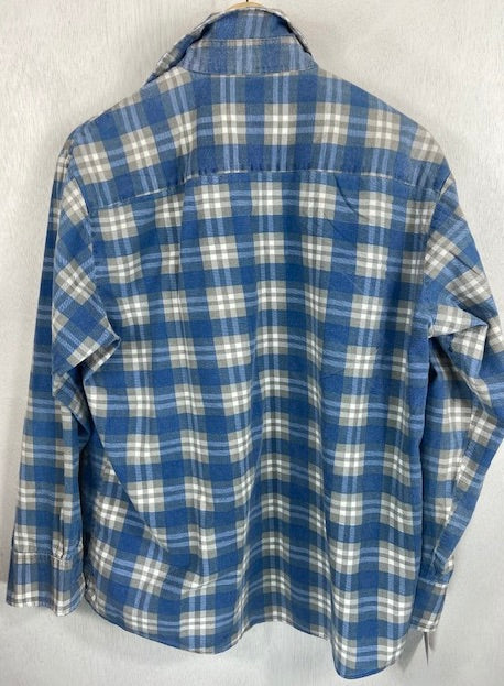 Vintage Blue and White Retro Flannel Size Large