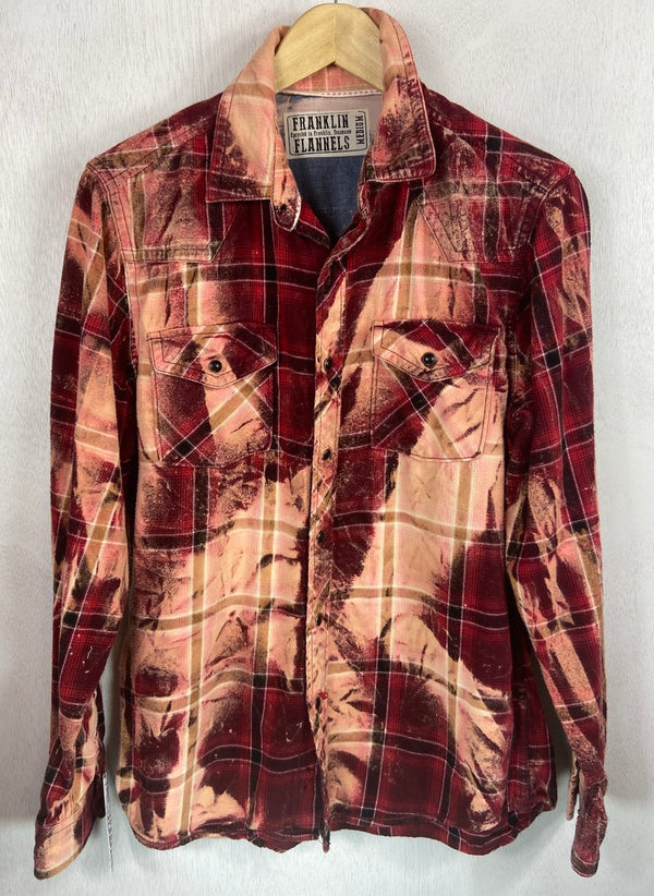 Vintage Western Style Red, Black and Peach Flannel Size Medium