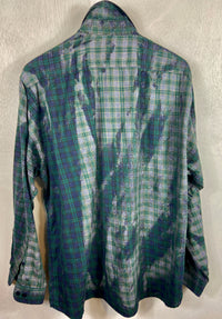 Vintage Navy Blue and Dark Green Faded Flannel Size XL