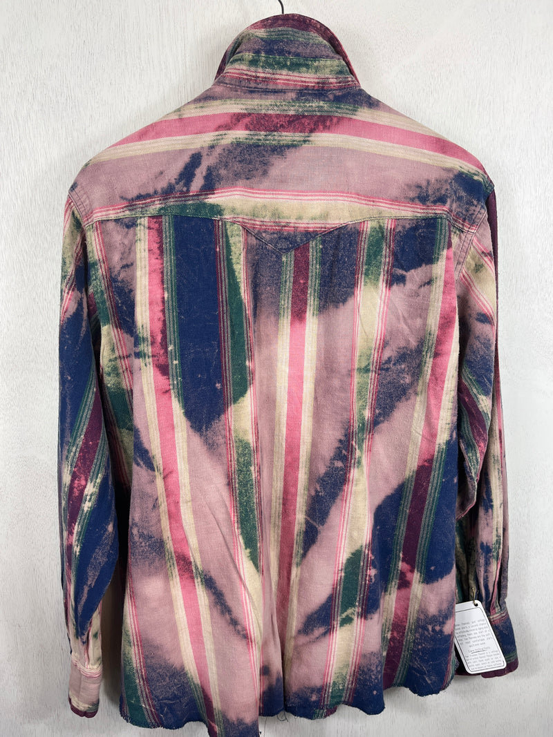 Vintage Western Style Pink, Blue and Green Flannel Size Large