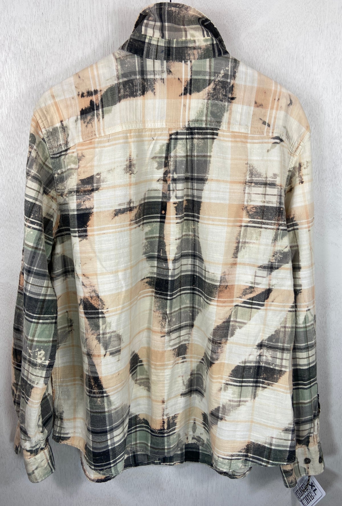 Vintage Sage Green, Cream and Grey Lightweight Cotton Size XL