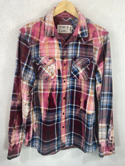 Vintage Western Style Pink, Navy Blue and Burgundy Lightweight Cotton Size Large