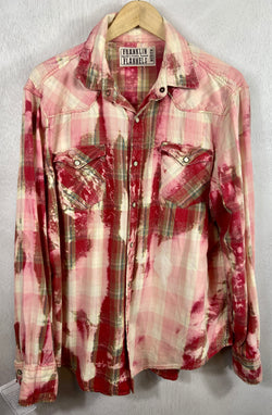 Vintage Western Style Pink, Red and White Lightweight Cotton Size Medium