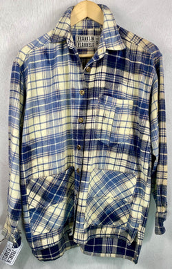 Vintage Blue and White Flannel Jacket Size Small