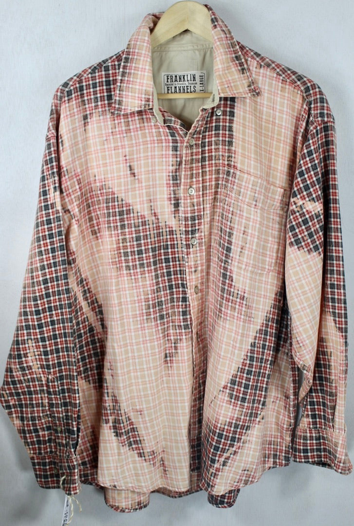 Vintage Pink, Grey and Faded Red Lightweight Flannel Size XL