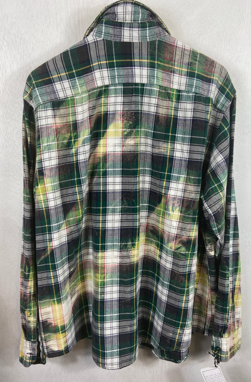 Vintage Green, Yellow and White Flannel Size XL